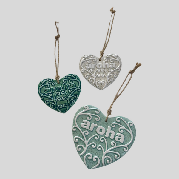 Aroha Koru Ceramic Heart