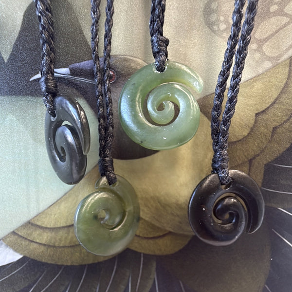 Freeform 20mm Greenstone Koru Necklace
