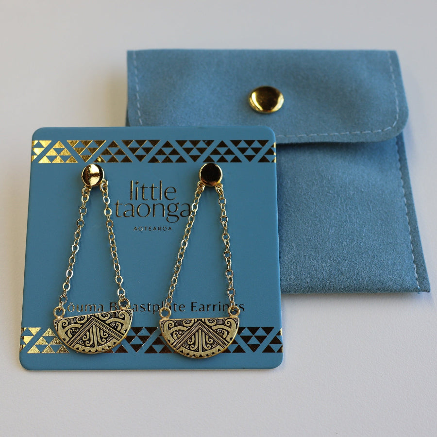 Maunga-nui Breastplate Gold Earrings